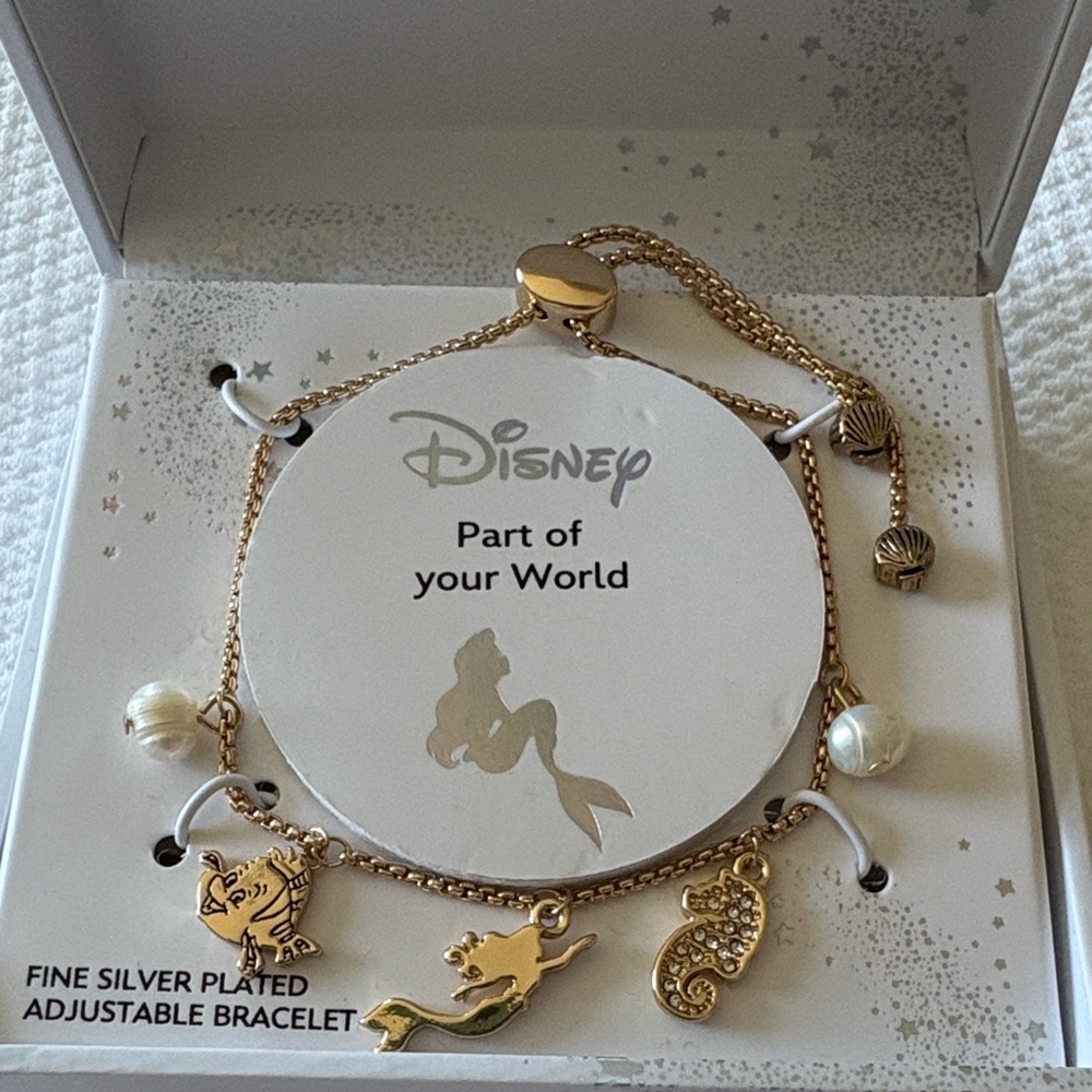 Disney Part of your World Gold Silver-Plated Charm Bracelet NWT